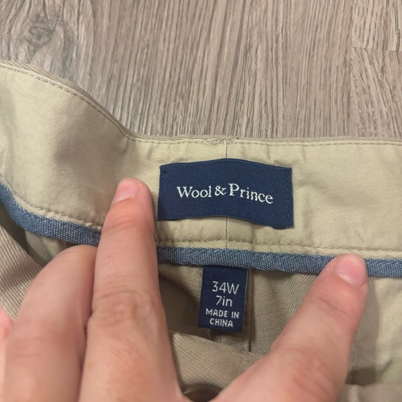 Wool & Prince Merino Wool Chino Khaki Tan Shorts Men’s 34 7” Inseam - Picture 4 of 5